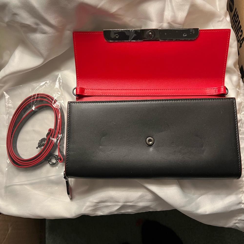 Christian Louboutin black & red Rougissime Calf wallet & crossbody w/COA NWT